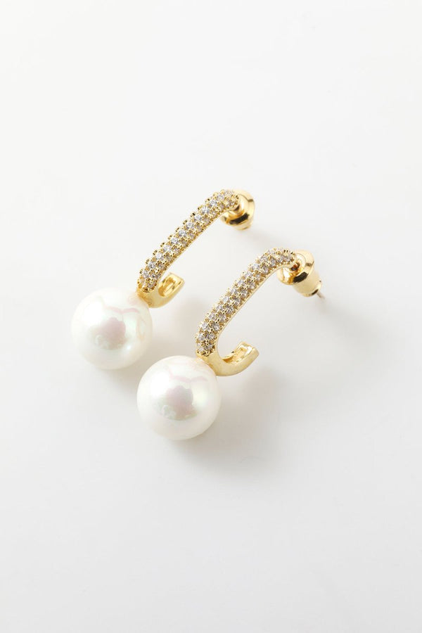 Pearl Beading Golden Earrings - KissProm