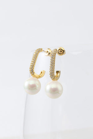 Pearl Beading Golden Earrings - KissProm