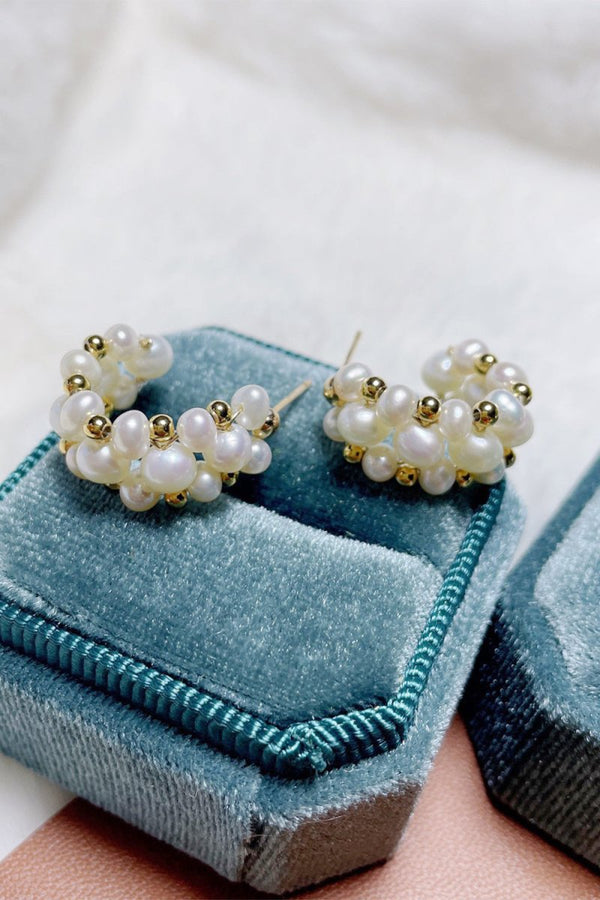 Vintage Pearl Hoop Earrings - KissProm