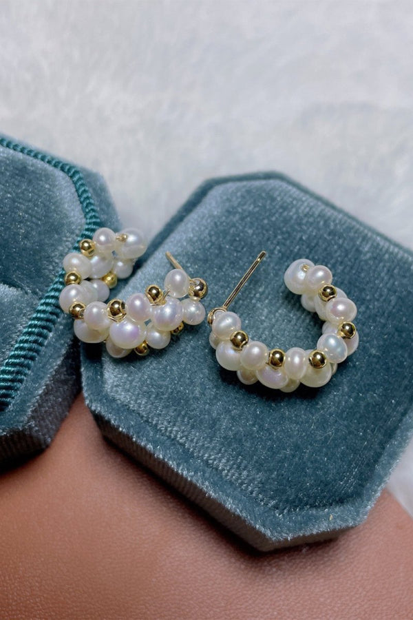 Vintage Pearl Hoop Earrings - KissProm