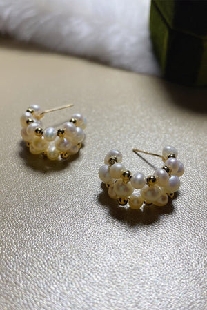 Vintage Pearl Hoop Earrings - KissProm