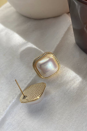 Vintage Square Pearl Earrings - KissProm