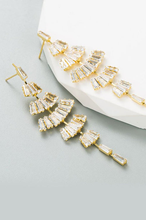 White Rhinestone Prom Earrings - KissProm