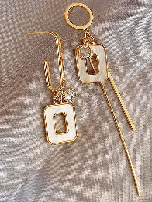 Asymmetric Square Tassel Minimalist Earrings - KissProm