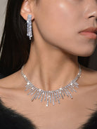 Tassel Necklace Earrings Pendant Two Piece Set - KissProm