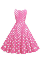 Polka Dots Barbie Pink Sleeveless 1950s Dress - KissProm
