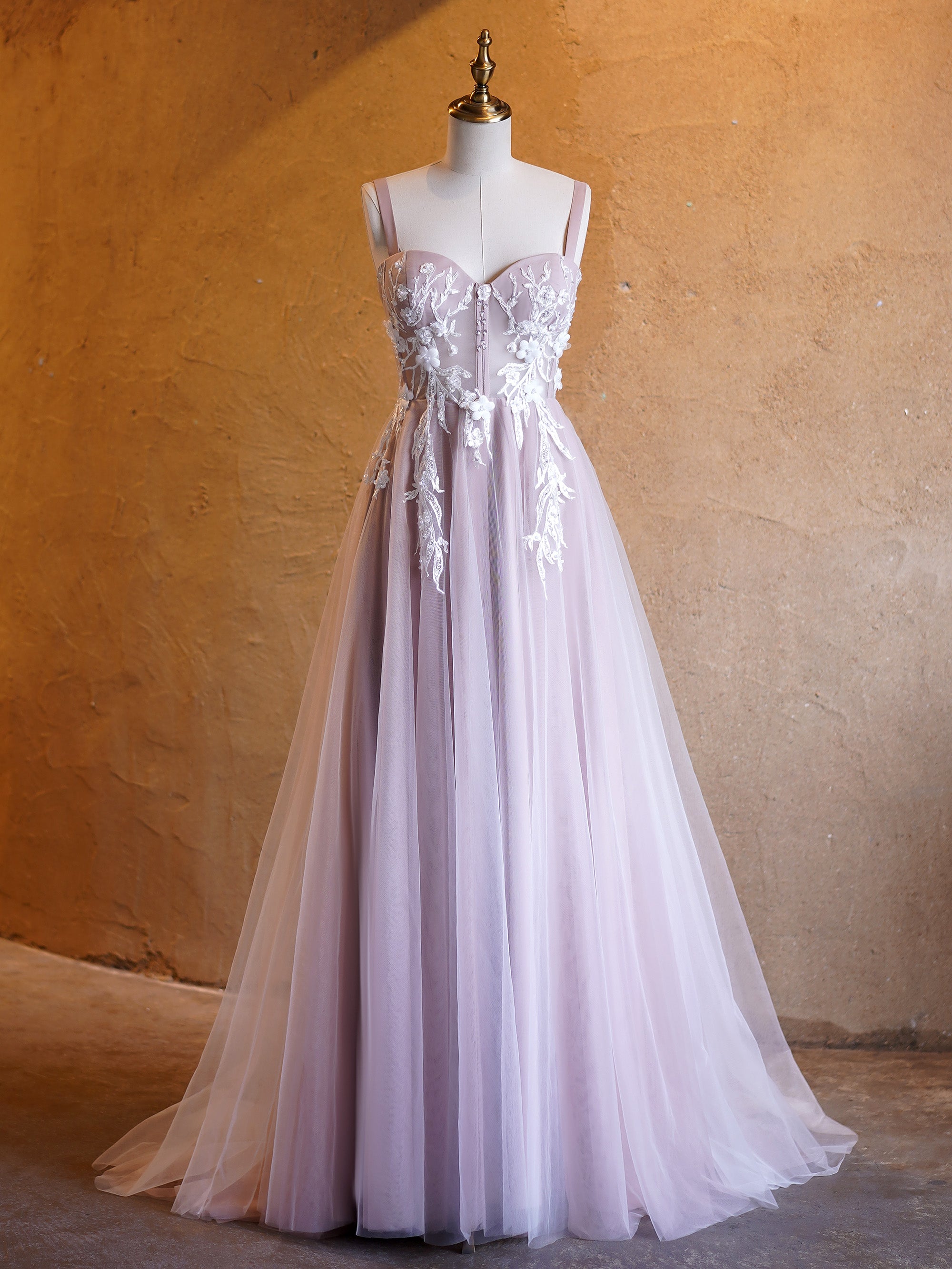 Felicity |Lavender A-line Sweetheart Neckline Tulle Sweep Train Prom Dress