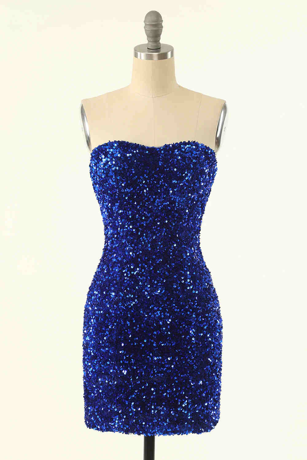 Fitted Strapless Black Sequined Homecoming Dress