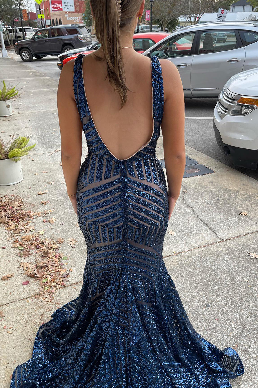 Nina |Mermaid Deep V Neck Sequins Prom Dress