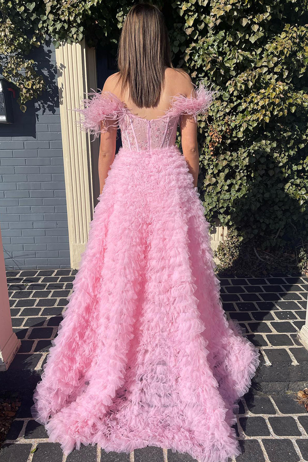 Ingrid |A Line Sweetheart Tiered Tulle Long Prom Dress With Slit