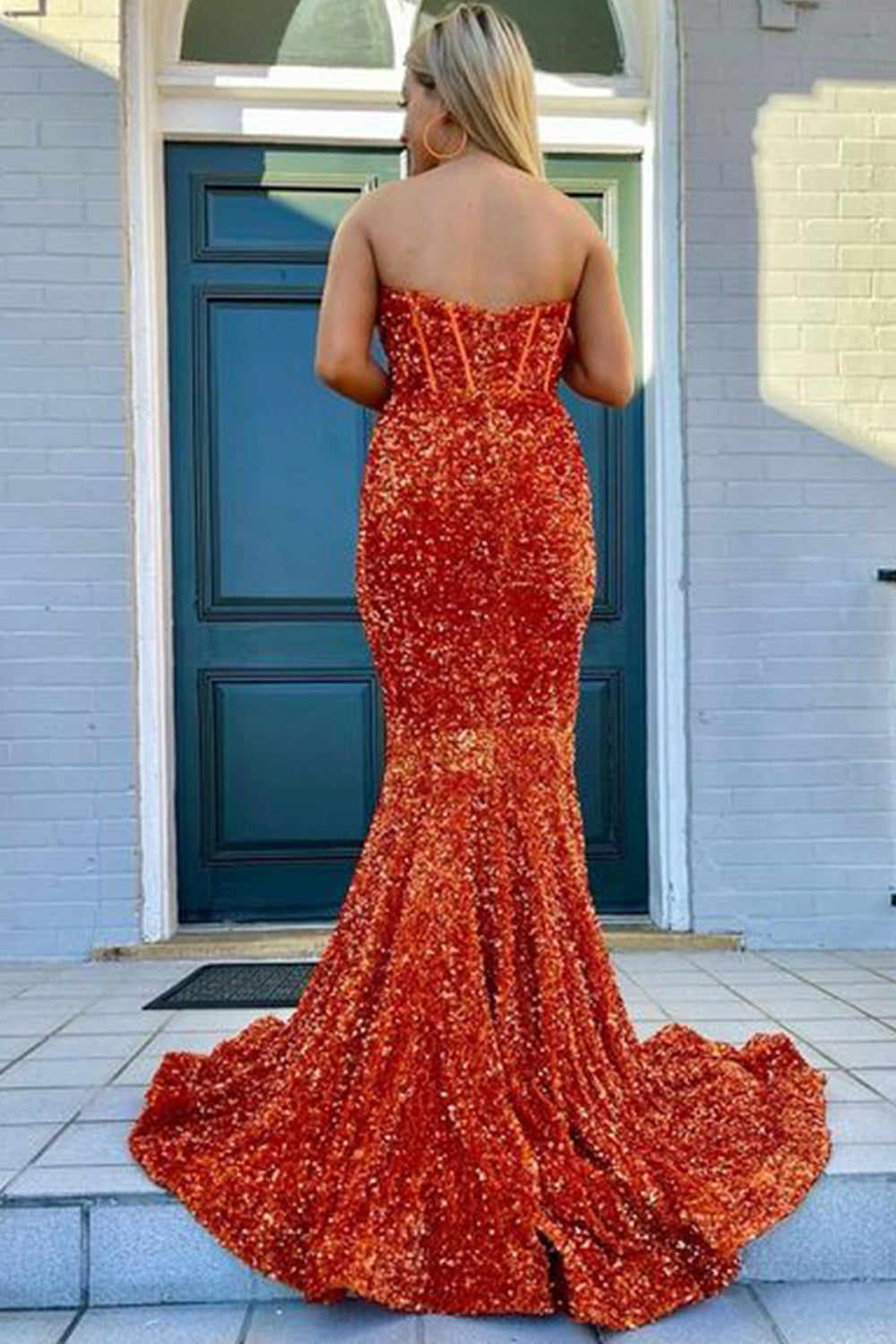 Royalty |Sheath Sweetheart Sequins Prom Dress with Slit