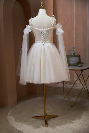 Viveca | Spaghetti Straps A Line Appliques Tulle Short Homecoming Dresses