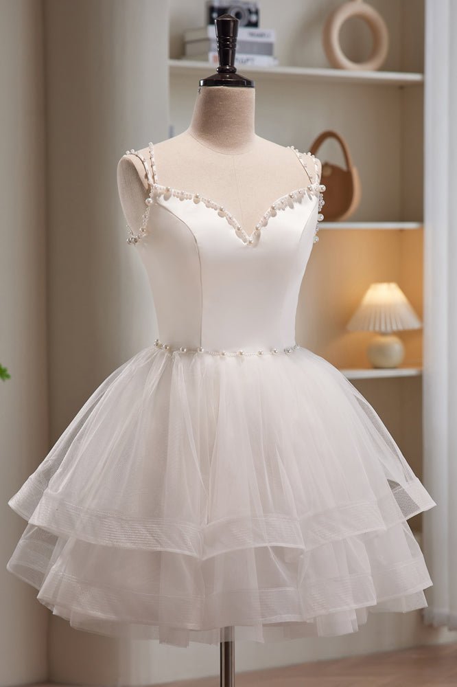 Phoebe |A-line Spaghetti Straps Tulle Short Homecoming Dresses