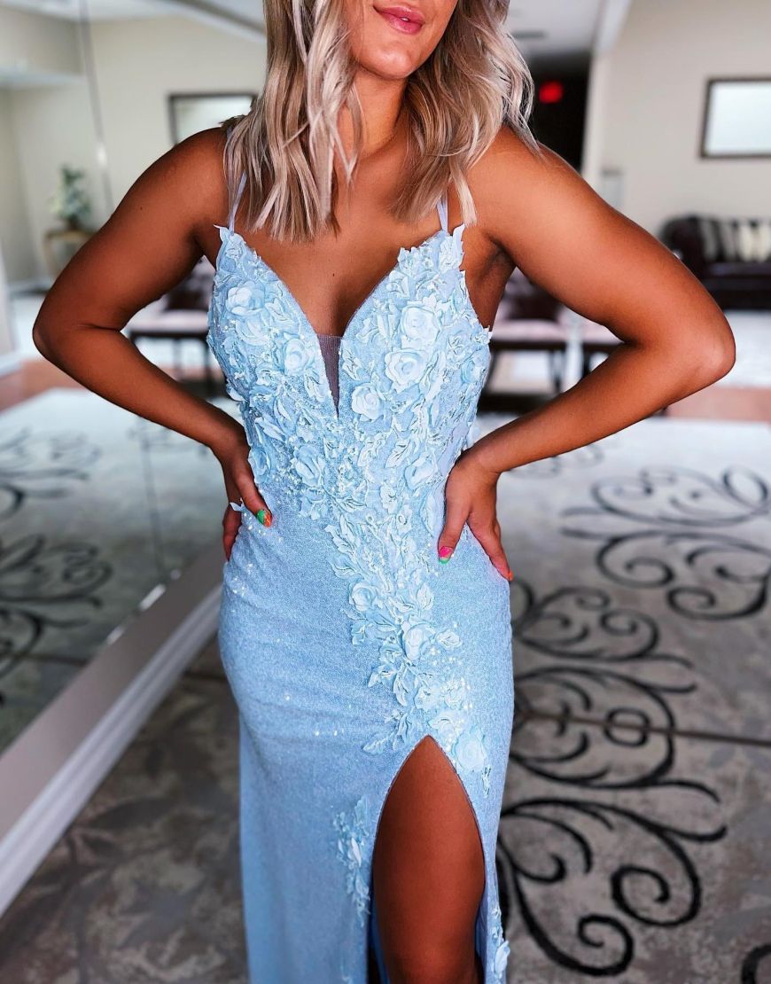 Madelynn |Sheath Spaghetti Straps Sequin Prom Dress With 3D Appliques