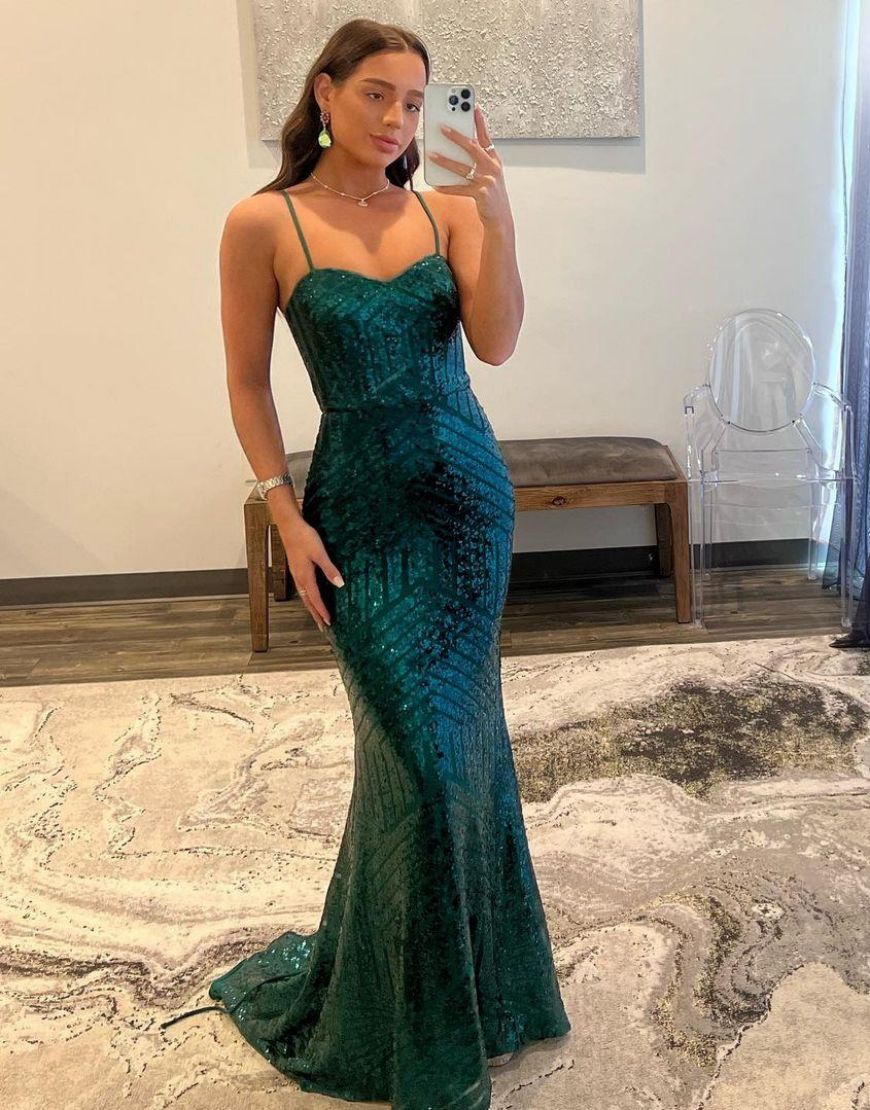 Dorothy |Mermaid Spaghetti Straps Sequin Prom Dress