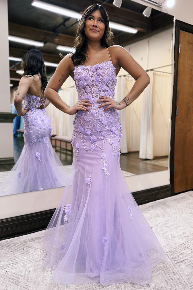 Armani |Lilac Mermaid Scoop Neck Prom Dress with Appliques