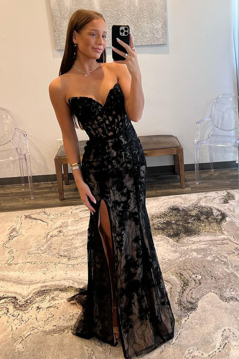 Black Lace Strapless Dress -  Canada