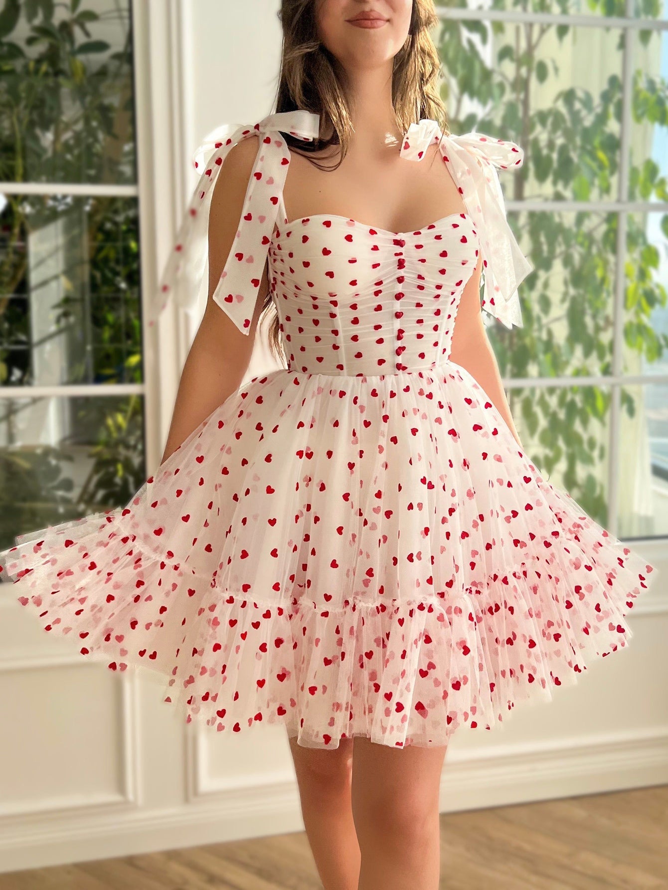 Macie |A Line Sweetheart Neck Tulle Homecoming Dress