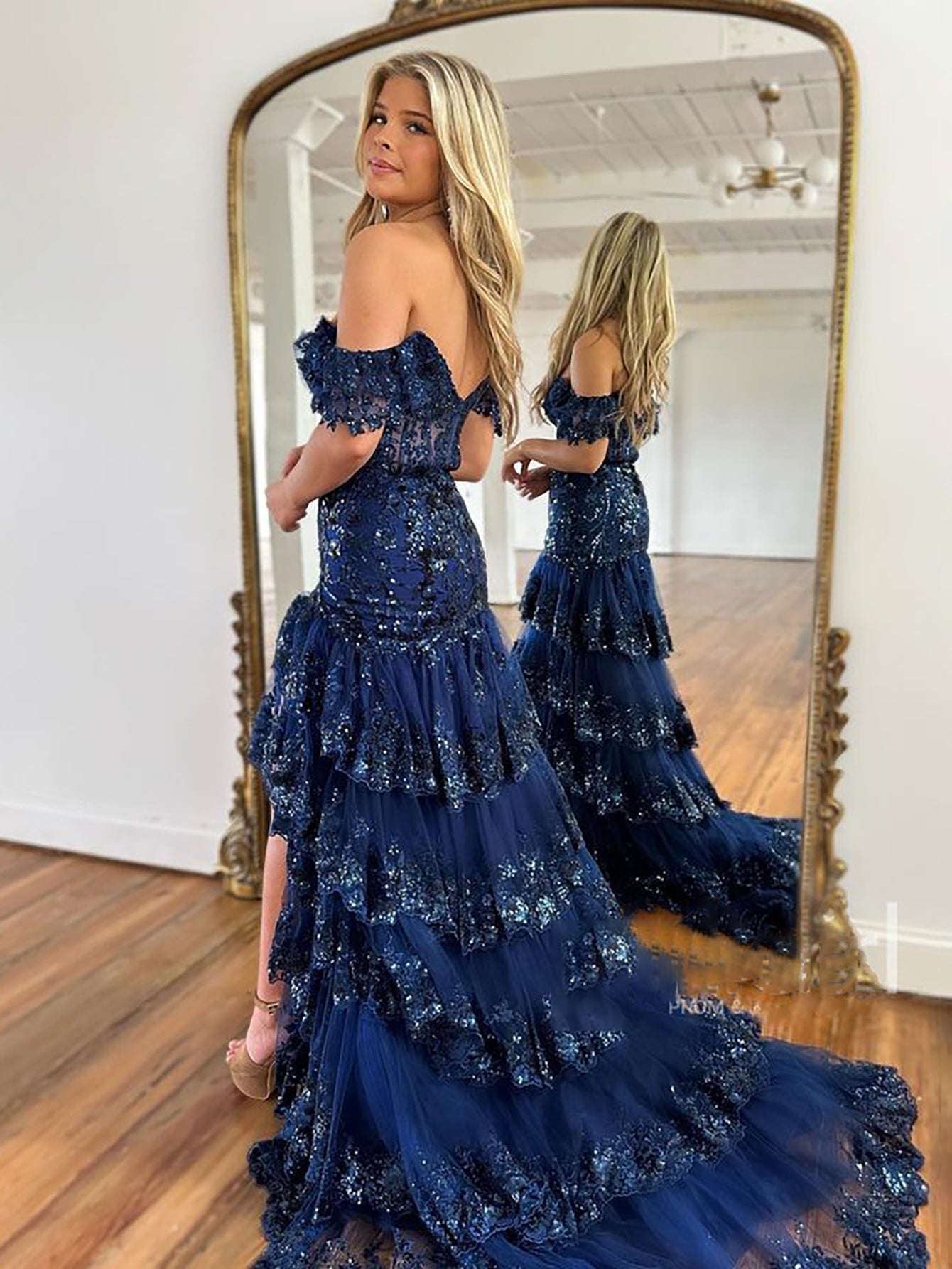 Kennedy |Sheath Off the Shoulder Long Lace Prom Dress