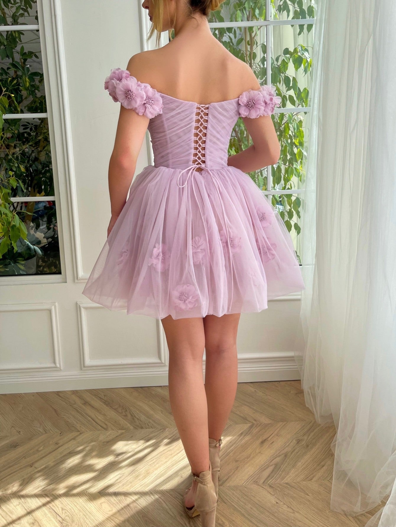 Ruby | Lilac Corset Strapless Short Tulle Homecoming Dress