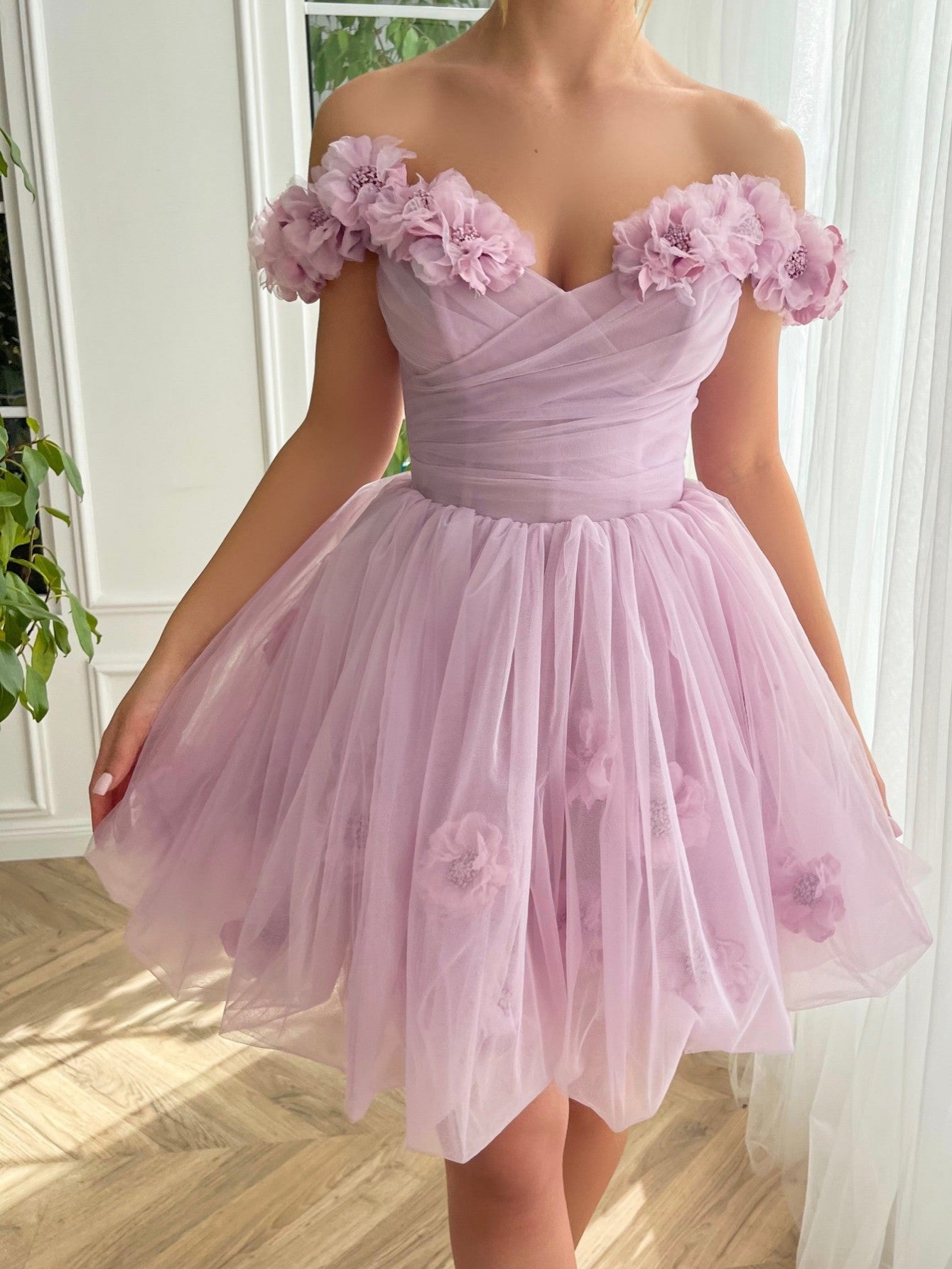 Ruby | Lilac Corset Strapless Short Tulle Homecoming Dress