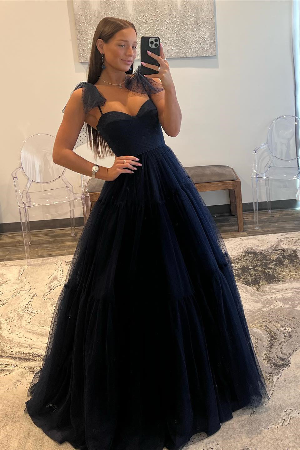 Skyler |A-line Sweetheart Dot Tulle Prom Dress