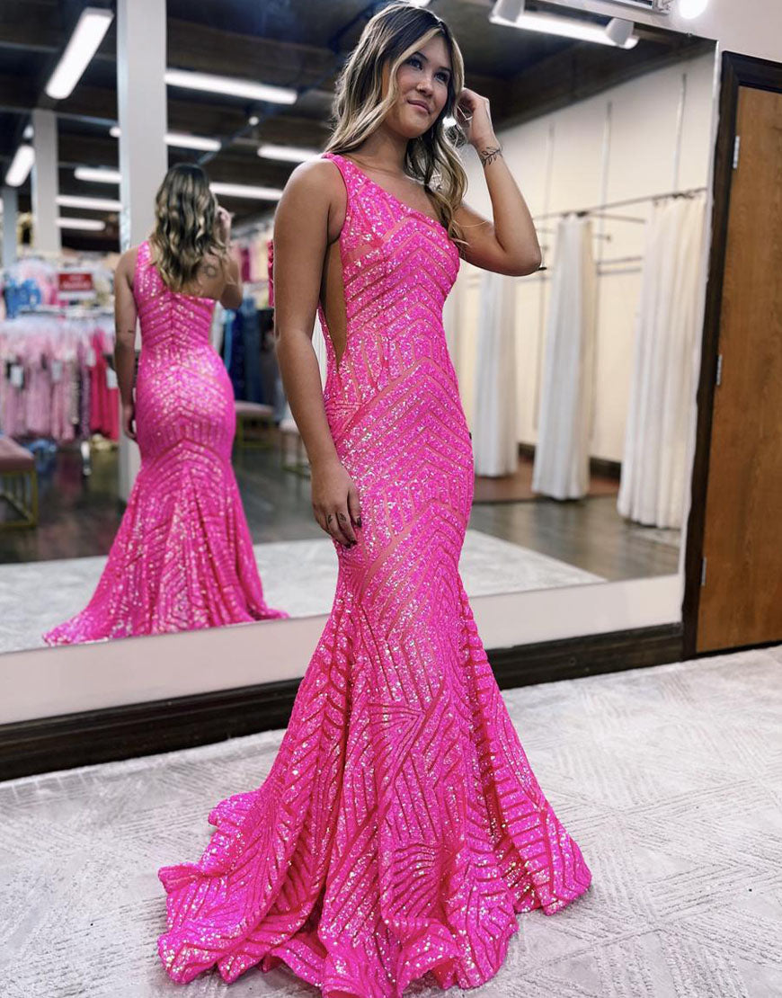 Yaretzi |Mermaid Unique One Shoulder Sequins Prom Dress
