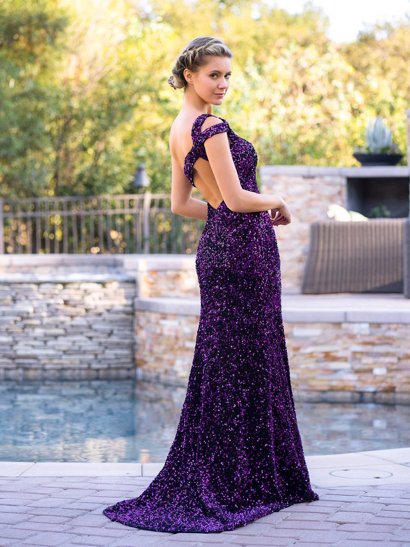 Grape Mermaid One-Shoulder Sequin Long Prom Dress with Slit | KissProm