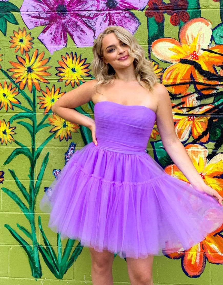 Hester |A line Strapless Tulle Homecoming Dress