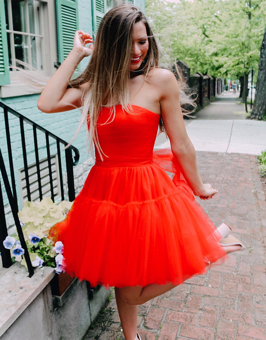 Hester |A line Strapless Tulle Homecoming Dress