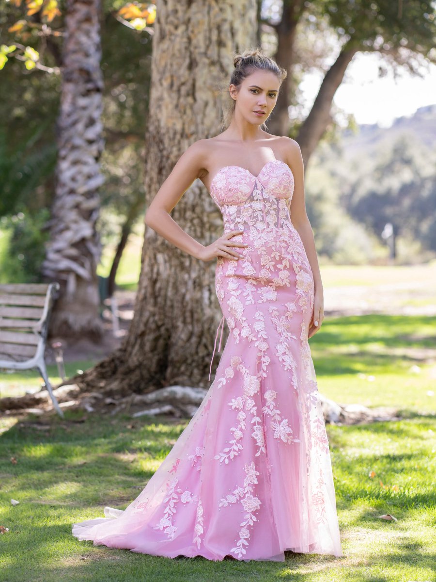 Sweetheart Neck Lace Mermaid Tulle Prom Dress KissProm