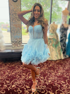 Yara | A-Line V Neck Short Tulle Homecoming Dress