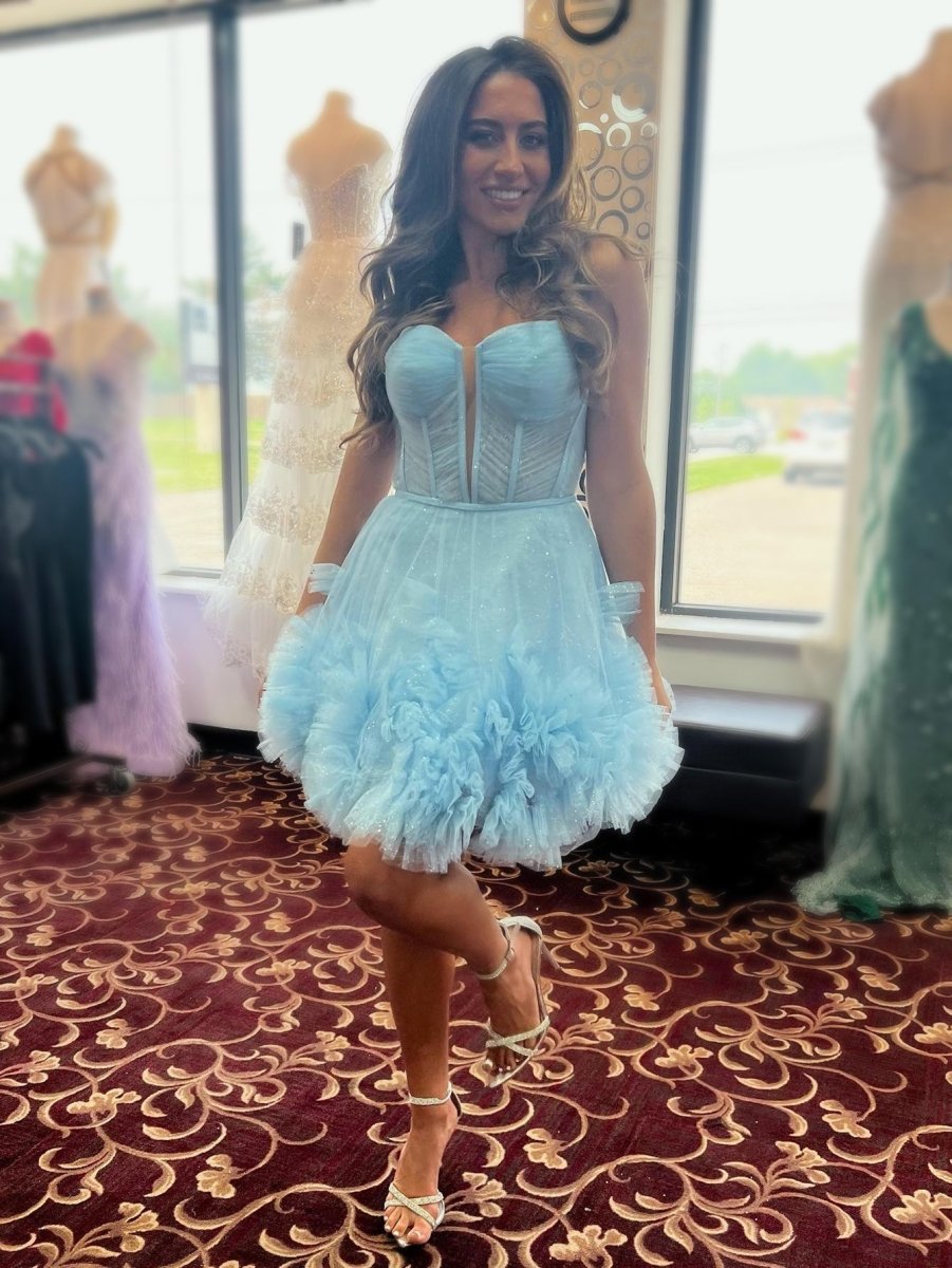 Yara | A-Line V Neck Short Tulle Homecoming Dress