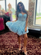 Yara | A-Line V Neck Short Tulle Homecoming Dress