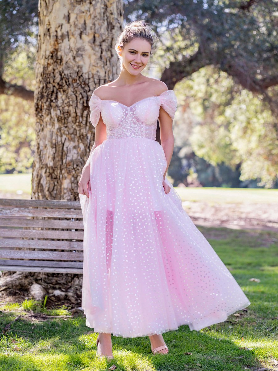 Sweetheat Neck Maxi Length Tulle Prom Dress - KissProm